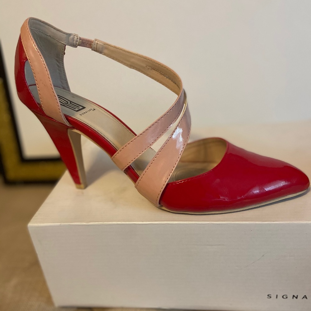 Red and Blush Patent Leather heels 👠